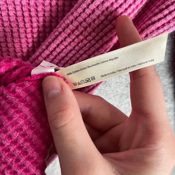 Free People Wesley Thermal Pink XS Boho Lounge Wear Everyday Staple - Picture 7 of 7